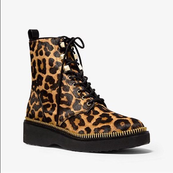 MICHAEL Michael Kors Shoes - Michael Kors Combat Boot Leopard Print Calf Hair